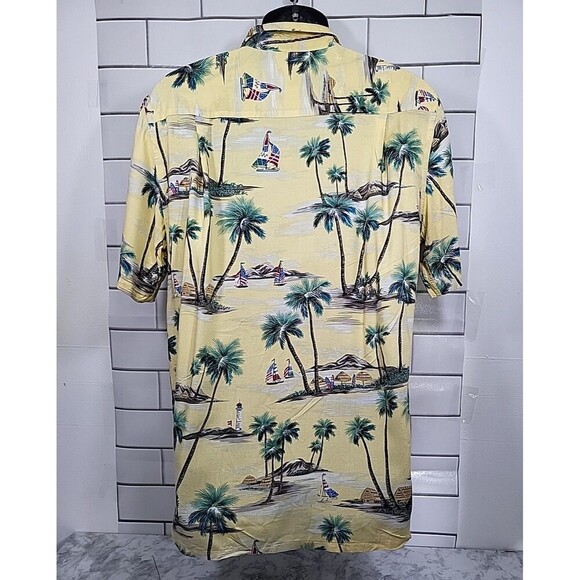 Campia Moda Mens Sz Med Shirt Button Up Hawaiian Resort Vacay Island Palm Trees - Picture 2 of 7